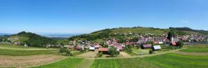 an aerial view of a village on a hill at Chalupa Helena na Poráči in Poráč +16 photos