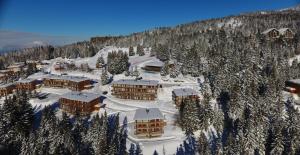 an aerial view of a resort in the snow at Charmant appartement confortable pour 6 personnes de 40m2 au pied, wifi, parking in Chamrousse