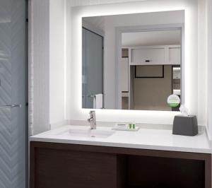a bathroom with a sink and a mirror at Holiday Inn Lansdale-Hatfield, an IHG Hotel in Kulpsville