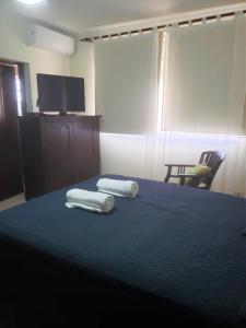 um quarto de hotel com duas toalhas numa cama em Acogedor Departamento en El Gala em Santo Domingo