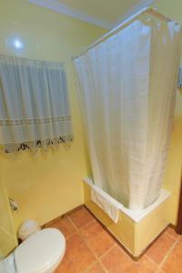 uma casa de banho com um WC e um chuveiro em Apartamento El Socorro em Ronda