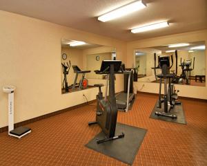 a gym with treadmills and ellipticals and mirrors at Winston Salem Inn & Suites in Winston-Salem