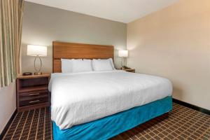 a large bed in a hotel room with two lamps at MainStay Suites Dubuque at Hwy 20 in Dubuque +39 photos