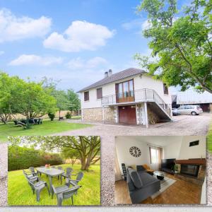 un collage de fotos de una casa en Maison chaleureuse avec un grand jardin, en La Bonneville