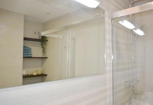 a bathroom with a shower with a glass door at APARTAMENTO ABUELA PILAR in Caparroso
