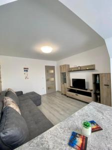 un soggiorno con divano e TV di Apartament Livia a Jurilovca