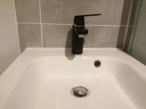 ein Waschbecken mit einem Wasserhahn darüber in der Unterkunft Thorigny-sur-Marne Studio chez Camille in Thorigny-sur-Marne