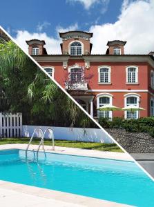 a swimming pool in front of a large house at Hotel Do Parque, Boutique Hotel - Curia in Curia