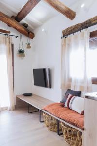 Televízia a/alebo spoločenská miestnosť v ubytovaní Apartaments la rambla - Garnatxa - 4 persones