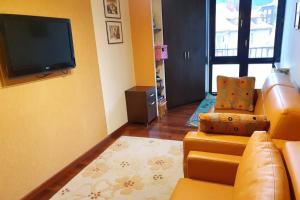 salon z kanapą i telewizorem z płaskim ekranem w obiekcie Przytulny apartament nr 115 Krynica Zdrój w mieście Krynica Zdrój