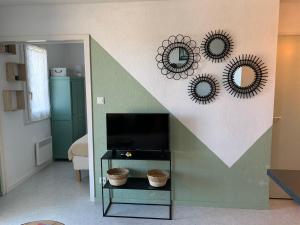 Μια τηλεόραση ή/και κέντρο ψυχαγωγίας στο Appartement Parc de Pontaillac 150m de la plage Vaux sur Mer - Royan