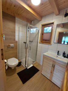Koupelna v ubytování KANADYJKA domki drewniane