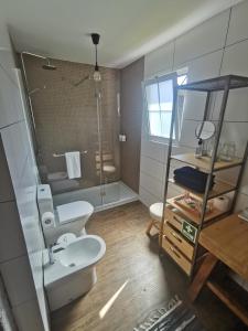 フルナスにあるCasa da Tia Euláliaのバスルーム(トイレ、洗面台、シャワー付)