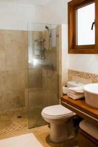 a bathroom with a shower and a toilet and a sink at Ocean View Villa/Luxury Puerto Bahia Resort/Samaná in Santa Bárbara de Samaná