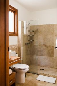 a bathroom with a toilet and a glass shower at Ocean View Villa/Luxury Puerto Bahia Resort/Samaná in Santa Bárbara de Samaná