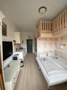 una camera con due letti e un letto a castello di Apartmán Slapy-Ždáň a Slapy