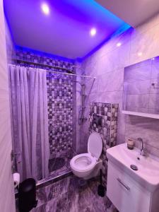bagno con servizi igienici bianchi e lavandino di Alilomis Lux Apartments a Paralia Katerinis