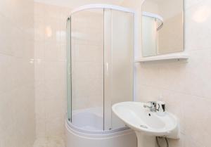 a bathroom with a shower and a sink at Apartment Ivo & Mare in Dubrovnik
