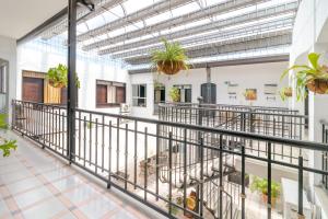 um quarto amplo com plantas numa varanda em Ayenda Oporto Suites em Cúcuta