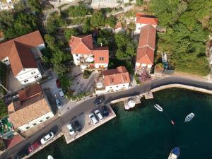 an aerial view of a house with a marina at Apartments Villa Serventi in Tivat