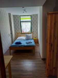 a bedroom with a bed and a window in a room at Ferienwohnung Rickyy in Reichenbach im Vogtland