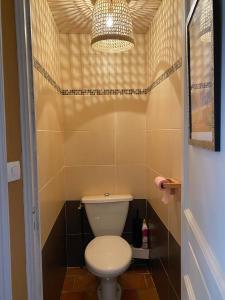 a bathroom with a toilet and a light at Plein Ciel Vue Bassin in Arcachon