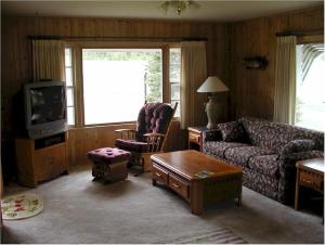 - un salon avec un canapé et une télévision dans l'établissement El Dorado Ranch, à Custer