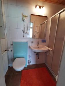 A bathroom at Pension Tannheim