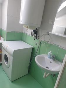 a bathroom with a washing machine and a sink at Apartment Loft in Čačak