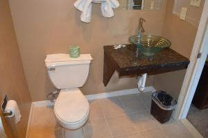 a bathroom with a toilet and a sink at Bel Air Motor Lodge in Maple Shade