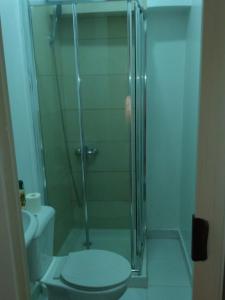 a bathroom with a shower with a toilet and a sink at Family Home- Lisboa in Vila Franca de Xira +19 photos