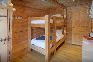 a bunk bed room with two bunk beds in a cabin at La Ferme du Gran Shan - OVO Network in Les Villards-sur-Thônes