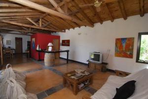 a living room with a couch and a tv at Tikaykilla Lodge & Wines in Maipú