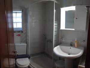 a bathroom with a toilet and a sink at House of Aggelos - Karya Lefkadas in Kariá +17 photos