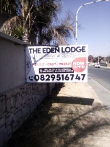a sign for the eden lodge catering association on a street at The Eden Lodge Boksburg in Boksburg