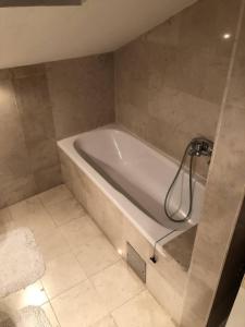 ein Bad mit einer Badewanne in einem Zimmer in der Unterkunft Loli Caffe Apartment in Prokuplje