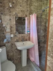 ein Badezimmer mit Waschbecken, Dusche und Toilette in der Unterkunft Bee House in Kilda