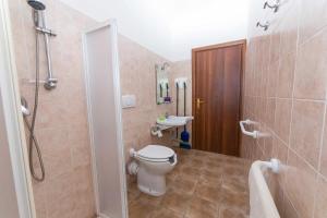 a bathroom with a toilet and a shower and a sink at Agriturismo Bella Cima in Montefiascone