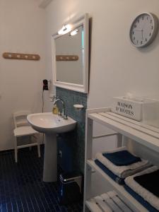 un bagno con lavandino e specchio di Gîte des Agapanthes a Lacroix-sur-Meuse