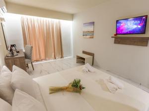 Televiisor ja/või meelelahutuskeskus majutusasutuses Harmony Rethymno Beach