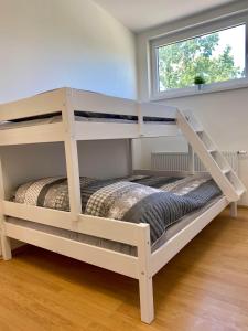 Двухъярусная кровать или двухъярусные кровати в номере Apartmán Linda Slapy- Ždáň