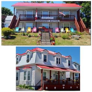 a before and after picture of the back of a house at Harmony B&B and Suites in Digby