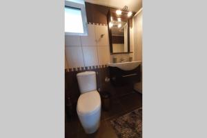 a bathroom with a toilet and a sink at Vasilikis design appartment in Amalias +5 photos