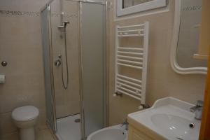 a bathroom with a shower and a toilet and a sink at Rome Lucia Apartment in Rome +21 photos