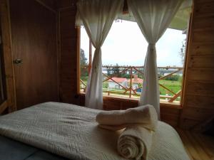 Postel nebo postele na pokoji v ubytování Cabaña La Granja tomine