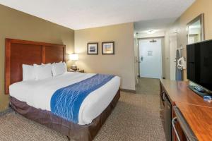 a hotel room with a large bed and a television at Comfort Inn Elizabeth City near University in Elizabeth City