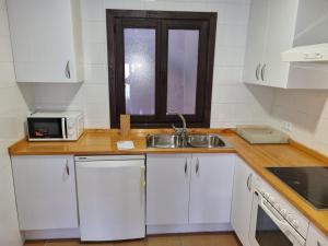 een keuken met een wastafel en een magnetron bij CAL ROGER MONSONIS in Montsonis