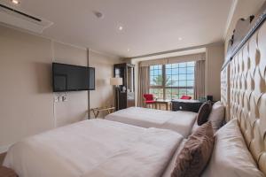 TV a/nebo společenská místnost v ubytování Aria Hotel