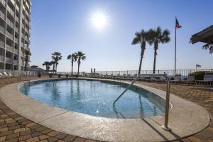 a swimming pool on the beach with palm trees at Windward Point Unit 1004 in Orange Beach