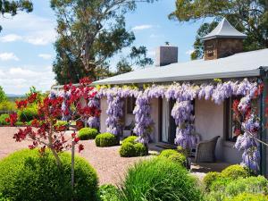 a garden with purple wisterias on a house at Paul Bangay The Farmhouse in Denver